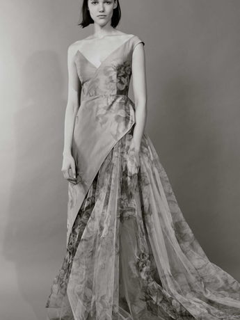 Платье из шелковой сетки с цветочным принтом
